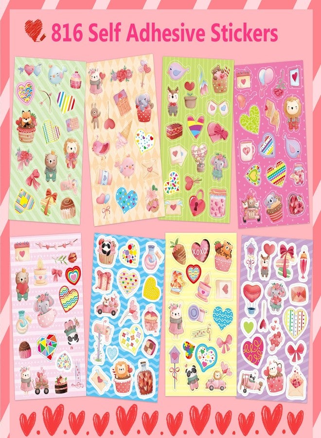 WorldBazaar 48Pcs Valentine's Day Stickers Sheets for Kids Cute Valentine Animal Water Bottle Stickers Crafts Rewards Classroom School Supplies - Image 2